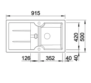 Clearwater Harmony Ceramic Basalt Satin Compact Kitchen Sink 1 Bowl & Drainer - Reversible - HAR9110BA