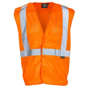 Hi Vis Polyester Mesh Vest Orange-Small -50Pcs