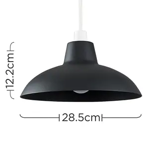 ValueLights Civic Retro Style Matt Black Easy Fit Ceiling Pendant Light Shade