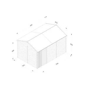 4LIFE Reverse Apex Shed 12x8 - Double Door - No Windows