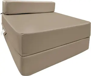 Fold Out Single Z Bed Futon Sofa Chair Mattress - Beige