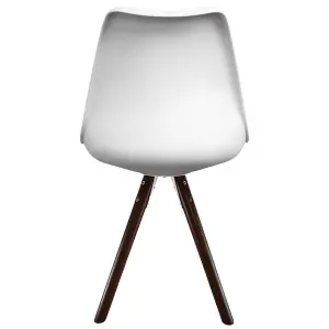 Soho White & Light bLue Plastic Dining Chair with Pyramid Dark Wood Legs