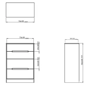 San Jose Ready assembled Black 4 Drawer Chest (H)1063mm (W)766mm (D)395mm