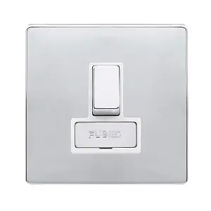 Polished Chrome Screwless Plate 13A Fused Ingot Connection Unit Switched - White Trim - SE Home