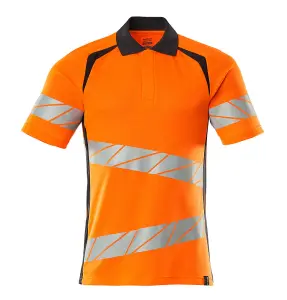 Mascot Accelerate Safe Modern Fit Polo Shirt (Hi-Vis Orange/Dark Navy)  (Medium)