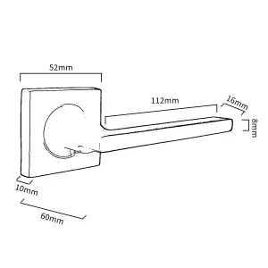 UNO Door Handle Matt Black Lever on Square Rose Internal Wooden Handles + 64mm Latch & Hinges