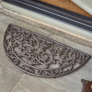 Antique Brown Cast Iron Crescent Outdoor Garden Doormat