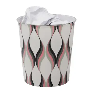 JVL Small Spiral Waste Paper Bin, Light Pink/Grey, One Size