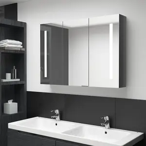 Berkfield LED Bathroom Mirror Cabinet 89x14x62 cm Shining Grey