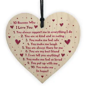 Handmade Anniversary Gift For Husband Wife Wood Heart Cute Valentines Gift For Him Her Keepsake