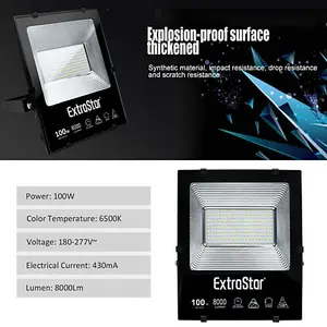 ExtraStar 100W LED Flood Light Daylight, 8000Lumens, IP65