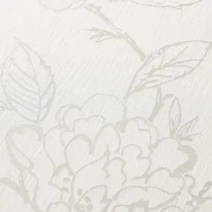 GoodHome Acaj Beige & white Floral Textured Wallpaper Sample