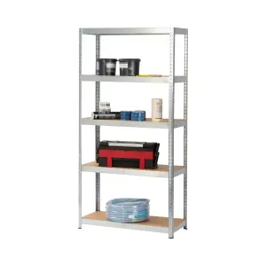 GoodHome Grey 5 shelf HDF & steel Shelving unit (H)1800mm (W)750mm