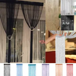 String Curtain Panel Spaghetti Tassel Curtain, 200cm x 90cm - Coffee