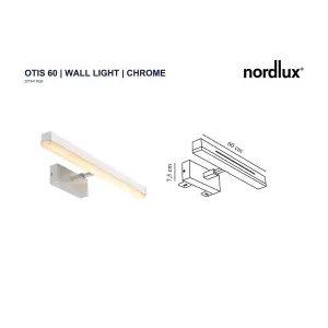 Nordlux Otis 60 2-Step Moodmaker Tiltable Wall Light in Chrome 60cm Width