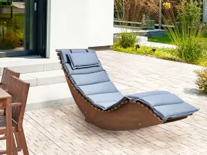 Beliani Traditional Sun Lounger Wood Blue BRESCIA