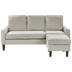 3 Seater Fabric Sofa with Ottoman Light Beige AVESTA