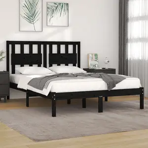 Berkfield Bed Frame Black Solid Wood Pine 200x200 cm