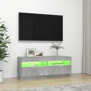 Berkfield TV Cabinet with LED Lights Concrete Grey 100x35x40 cm