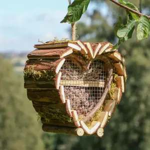 Wooden Insect House Natural Bark Hanging Bug Hotel Mossy Finish Ladybird Bee Bug Shelter Wildlife Care Garden Gift