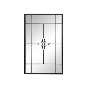 Decorative Wall Mirror,Metal Window Mirror (Black, 80((W)x120(H)x3(D) cm)