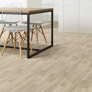 Beige Modern Wood Effect Anti-Slip Vinyl Flooring for Home, Shops, Offices, 2.8mm Thick Vinyl Sheet-2m(6'6") X 3m(9'9")-6m²