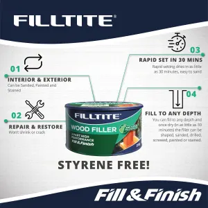 Filltite High Performance 2Pt Wood Filler 250g - Natural