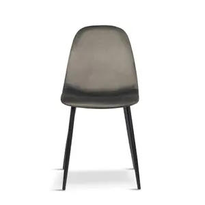 4x SFC Dining Chairs Velvet Padded Seat with Black Legs Home