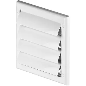 White Gravity Grille 100 mm / 4" External Ducting Air Vent with Round Spigot and Non-Return Gravity Shutters for Extractor Fans