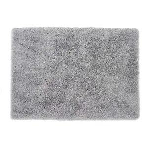 Silver Plain Shaggy Handmade Easy to Clean Rug for Living Room and Bedroom-160cm X 230cm