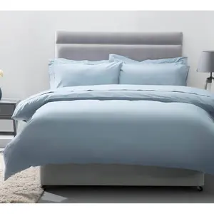 Cotton Solid Colour Duvet Cover Set with Pillowcases Ocean / Double Duvet Cover + 2 Standard Pillowcases