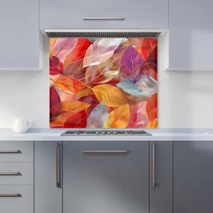 Kaleidoscope of Autumn Leaves Premium Glass Kitchen Splashback W900mm x H650mm