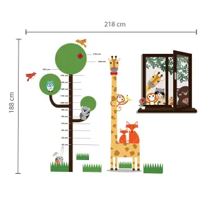 Walplus Combo Kids Window View of Animal Friends Wall Sticker - Animal Measurement PVC