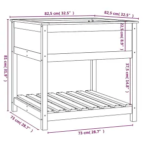 Berkfield Planter with Shelf Black 82.5x82.5x81 cm Solid Wood Pine