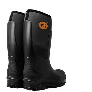 V12 Groundworker Lightweight Safety Wellington Boots Size UK 8 Black/Grey