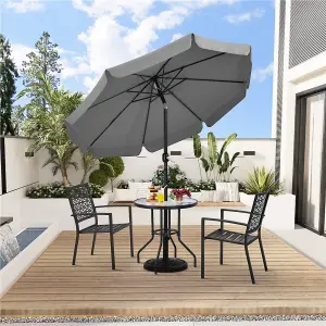 Yaheetech 2.675m Grey Patio Parasol Umbrella w/ Push Button Tilt and Crank