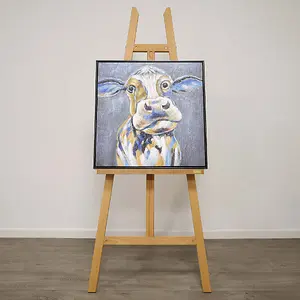 Cow Abstract Canvas With Black Frame 60x60cm