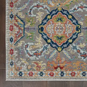 Grey/Multicolour Luxurious Floral Persian Traditional Rug for Living Room Bedroom and Dining Room-122cm X 183cm