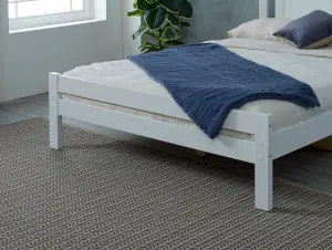 Glory Bed, White Wooden Slatted Frame - 5FT King Size