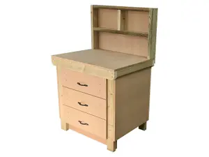 Wooden MDF top workbench, tool cabinet with drawers (V.2) (H-90cm, D-70cm, L-90cm) with back