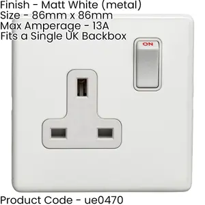 5 PACK 1 Gang DP 13A Switched UK Plug Socket SCREWLESS MATT WHITE Wall Power