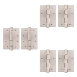 AFIT Satin Nickel Door Hinges - 4 Inch / 102mm  Internal Fire Door Hinges - 3 Pairs