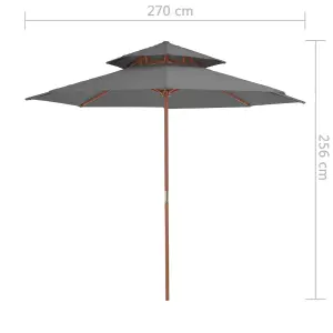 Berkfield Double Decker Parasol with Wooden Pole 270 cm Anthracite