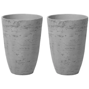 Set of 2 Plant Pots 35 x 35 x 50 cm Grey CAMIA