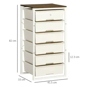 HOMCOM Chest of Drawers, 6 Drawer Unit Storage Chest Bedroom Living Room White