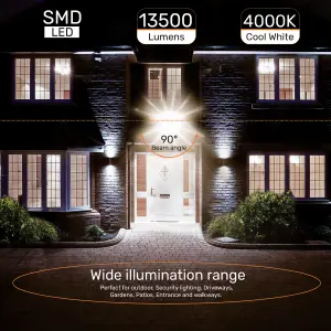 100W LED Floodlight, 13500 Lumens, IP65 Waterproof Outdoor Security Lights, 4000K Natural Cool White