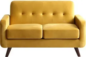 Clarence 2-Seater Sofa In Mustard Yellow Velvet - Daals - Sofas