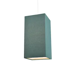 Contemporary and Stylish Forest Green Linen Fabric Tall Rectangular Lampshade