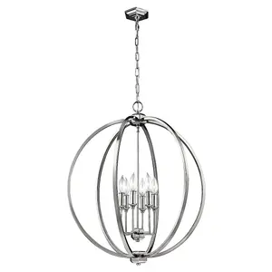 Elstead Corinne 6 Light Spherical Ceiling Pendant Polished Nickel, E14