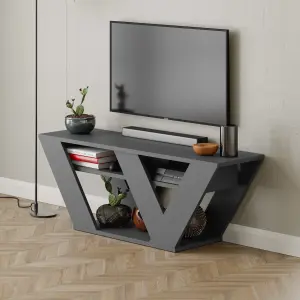 Decortie Pipralla Modern TV Stand Unit with Shelves for Up to 43" TVs Anthracite Grey 110cm